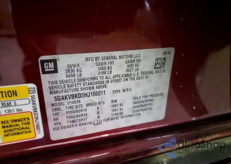 2017 Buick Enclave из США, поврежденный, VIN 5GAKVBKD3HJ166011